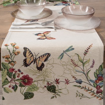 GOBELÍNOVÝ BĚHOUN NA STŮL SPRING 45X140 CM KVĚTY