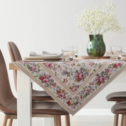 GOBELÍNOVÝ UBRUS ROSE 100X100 CM KVĚTY