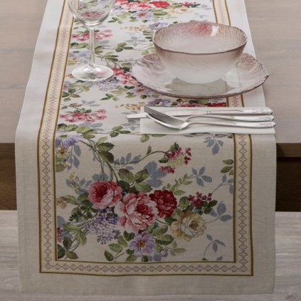 GOBELÍNOVÝ BĚHOUN NA STŮL ROSE 40X100 CM KVĚTY