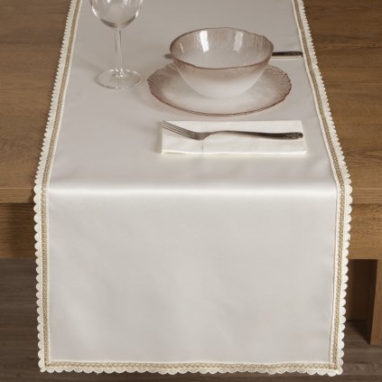 BĚHOUN NA STŮL LACE 40X180 CM KRÉMOVÝ