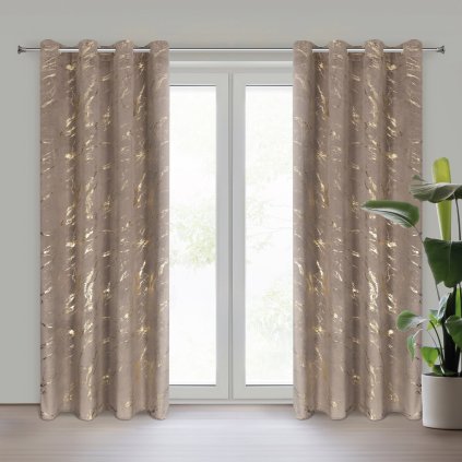 ZATEMŇOVACÍ ZÁVĚS NA KROUŽCÍCH MOLLY 140X250 CM HNĚDÁ