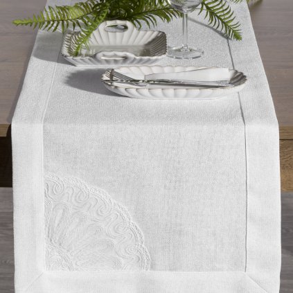 BĚHOUN NA STŮL BRENDA 40X140 CM BÍLÝ