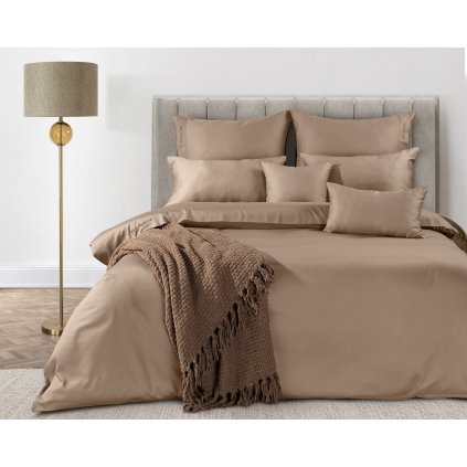 MAKOSATENOVÉ POVLEČENÍ EVA MINGE ELEGANT1E 160X200 CM, 2 KS 70X80 CM SVĚTLEHNĚDÉ