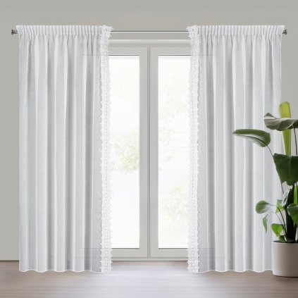 ZÁCLONA NA PÁSCE KAJE, SADA 2KS 140X270 CM BÍLÁ