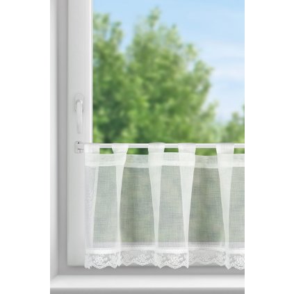 KRÁTKÁ ZÁCLONA NA POUTKÁCH SUZAN 150X40 CM BÍLÁ