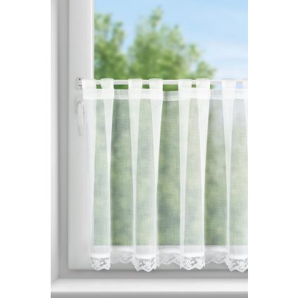 KRÁTKÁ ZÁCLONA NA POUTKÁCH SUZAN 150X70 CM BÍLÁ