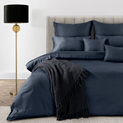 MAKOSATENOVÉ POVLEČENÍ EVA MINGE ELEGANT1F 140X200 CM, 1 KS 70X80 CM TMAVĚMODRÉ