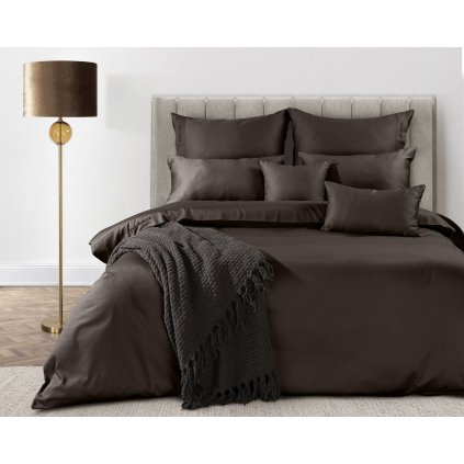MAKOSATENOVÉ POVLEČENÍ EVA MINGE ELEGANT1G 200X220 CM, 2 KS 70X80 CM HNĚDÉ