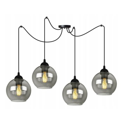 nowoczesna lampa loft z czterema szklanymi kloszami