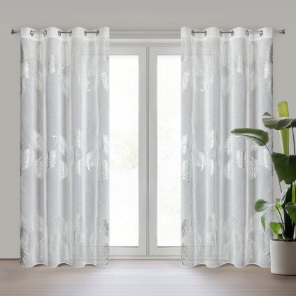 ZÁCLONA NA KROUŽCÍCH IDALIA 140X250 CM LISTY