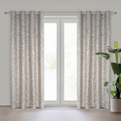 ZATEMŇOVACÍ ZÁVĚS NA KROUŽCÍCH MILENA 140X250 CM LISTY