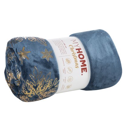 VÁNOČNÍ FLEECOVÁ DEKA JOY3 150X200 CM TMAVOMODRÁ