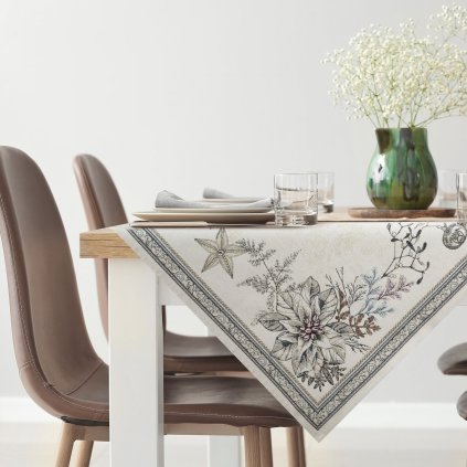 VÁNOČNÍ GOBELÍNOVÝ UBRUS CANDL 100X100 CM VZOROVANÝ