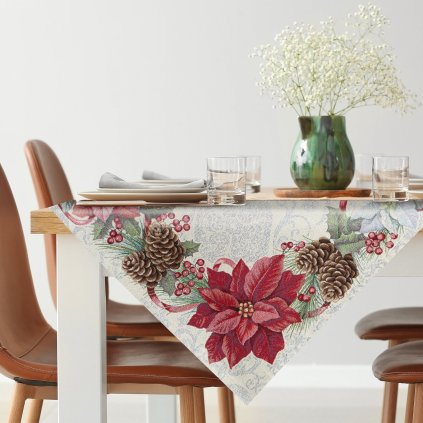 VÁNOČNÍ GOBELÍNOVÝ UBRUS MERRY 100X100 CM VZOROVANÝ