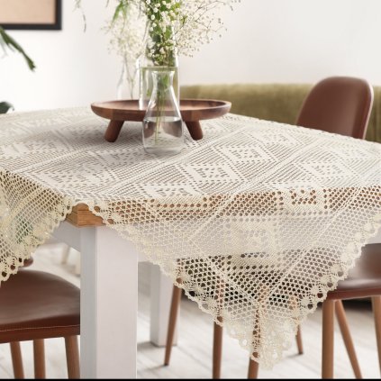 AŽUROVÝ UBRUS OLIVIA 85X85 CM SVĚTLEBÉŽOVÝ