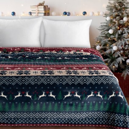 VÁNOČNÍ DEKA NORDIC4 150X200 CM VZOROVANÁ