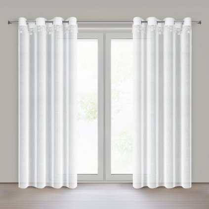 VÁNOČNÍ ZÁCLONA NA KROUŽCÍCH XMAS 140X250 HVĚZDY