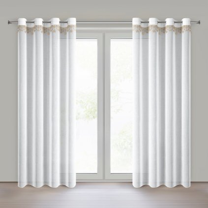 VÁNOČNÍ ZÁCLONA NA KROUŽCÍCH XMAS 140X250 CM HVĚZDY