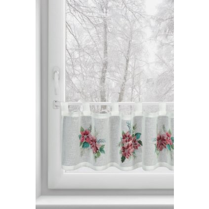 KRÁTKÁ VÁNOČNÍ ZÁCLONA NA POUTKÁCH XMAS3 30X150 CM VZOROVANÁ