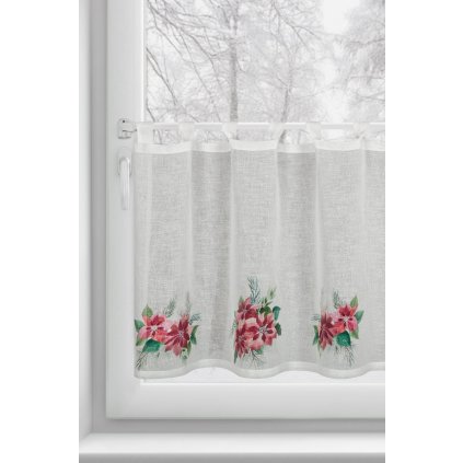 KRÁTKÁ VÁNOČNÍ ZÁCLONA NA POUTKÁCH XMAS3 60X150 CM VZOROVANÁ