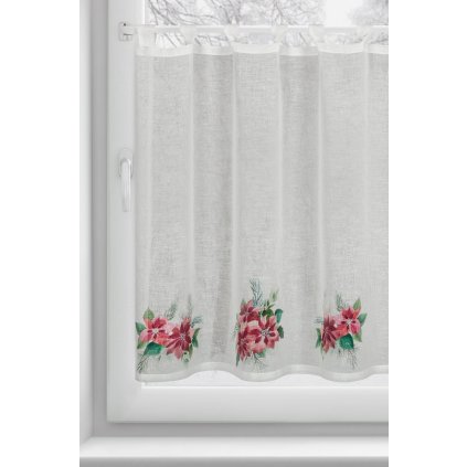 KRÁTKÁ VÁNOČNÍ ZÁCLONA NA POUTKÁCH XMAS3 90X150 CM VZOROVANÁ