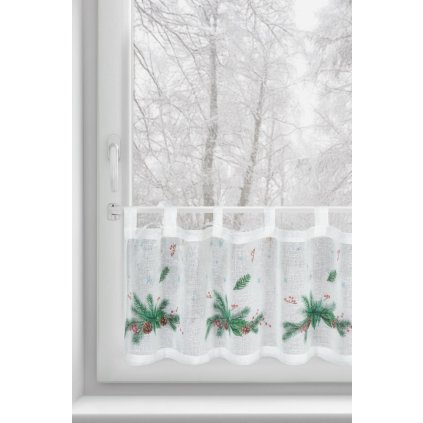 KRÁTKÁ VÁNOČNÍ ZÁCLONA NA POUTKÁCH XMAS1 30X150 CM VZOROVANÁ