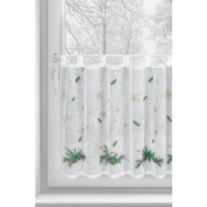 KRÁTKÁ VÁNOČNÍ ZÁCLONA NA POUTKÁCH XMAS1 60X150 CM VZOROVANÁ