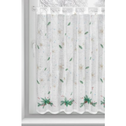 KRÁTKÁ VÁNOČNÍ ZÁCLONA NA POUTKÁCH XMAS1 90X150 CM VÍCEBAREVNÁ