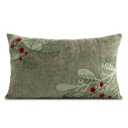 VÁNOČNÍ DEKORAČNÍ POVLAK NA POLŠTÁŘ TWIG 30X50 CM ZELENÁ