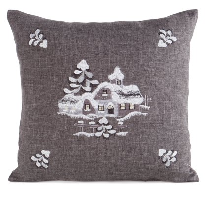 VÁNOČNÍ DEKORAČNÍ POVLAK NA POLŠTÁŘ VILLAGE 45X45 CM VZOROVANÁ
