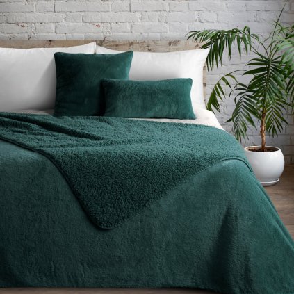 PŘEHOZ NA POSTEL NINA 220X240 CM TMAVĚZELENÝ
