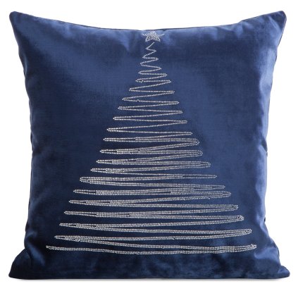 VÁNOČNÍ DEKORAČNÍ POVLAK NA POLŠTÁŘ ROYAL3 45X45 CM TMAVĚMODRÁ