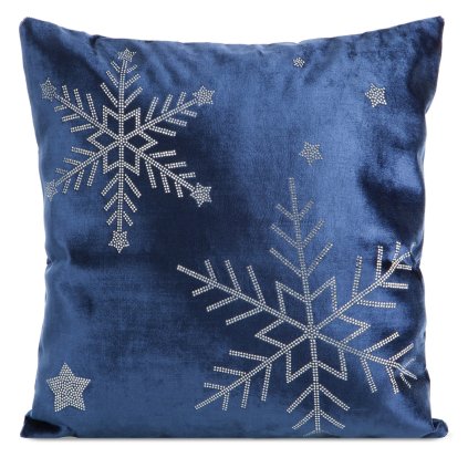 VÁNOČNÍ DEKORAČNÍ POVLAK NA POLŠTÁŘ ROYAL2 45X45 CM TMAVĚMODRÁ
