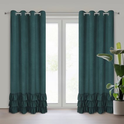 ZATEMŇOVACÍ ZÁVĚS NA KROUŽCÍCH MEGI 140X250 CM TMAVĚZELENÁ