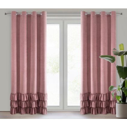 ZATEMŇOVACÍ ZÁVĚS NA KROUŽCÍCH MEGI 140X250 CM TMAVĚŘŮŽOVÁ