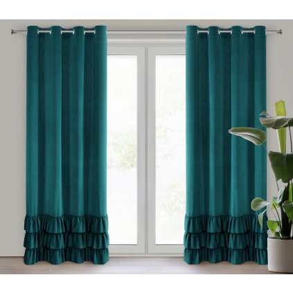 ZATEMŇOVACÍ ZÁVĚS NA KROUŽCÍCH MEGI 140X250 CM TMAVĚTYRKYSOVÁ