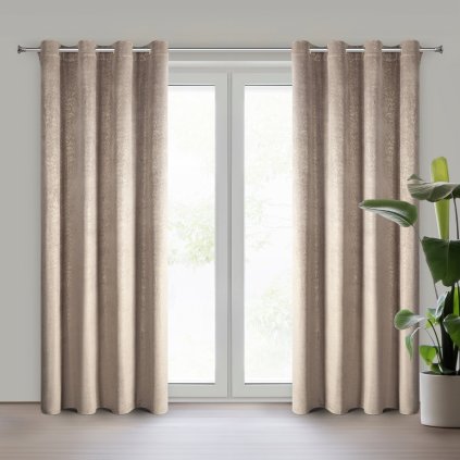 ZATEMŇOVACÍ ZÁVĚS NA KROUŽCÍCH BETHY 135X250 CM VZOROVANÁ