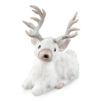 VÁNOČNÍ FIGURKA REINDEER 27X17X35 CM BÍLÁ