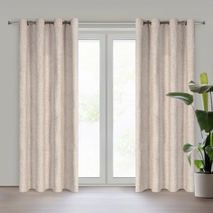 ZÁVĚS NA KROUŽCÍCH ADELINA 140X250 CM BÉŽOVÁ