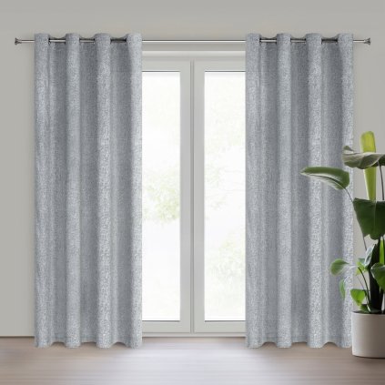 ZÁVĚS NA KROUŽCÍCH ADELINA 140X250 CM ŠEDÁ