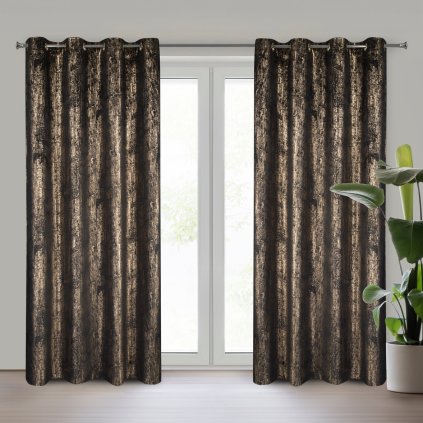 ZATEMŇOVACÍ ZÁVĚS NA KROUŽCÍCH DARA 140X250 CM VZOROVANÁ