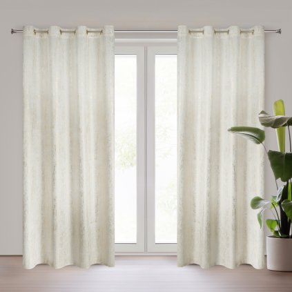 ZATEMŇOVACÍ ZÁVĚS NA KROUŽCÍCH DARA 140X250 CM VZOROVANÁ