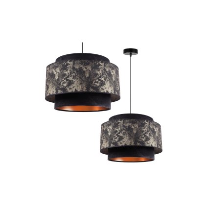 lampa wiszaca nowoczesna z podwojnym abazurem czarno zlota e27 werona