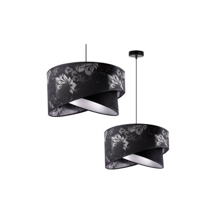 lampa z abazurem wiszaca czarny zyrandol do jadalni werona e27