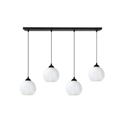 lampa wiszaca sufitowa zyrandol costa bialy szklany kula nad stol i wyspe e27 czarna listwa