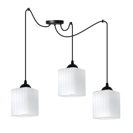 lampa wiszaca sufitowa zyrandol riffle czarny pajak loft do salonu kuchni biale klosze