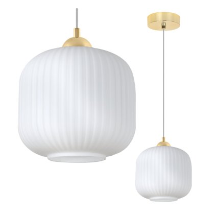 lampa wiszaca sufitowa zyrandol zloty riffle pojedynczy bialy szklany do jadalni kuchni salonu