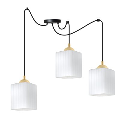 lampa wiszaca sufitowa zyrandol riffle czarny pajak loft do salonu kuchni zlote akcenty e27