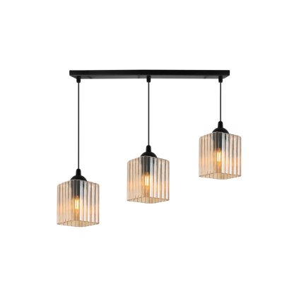 lampa wiszaca sufitowa zyrandol miodowy potrojny riffle szklany glamour nad stol i wyspe e27