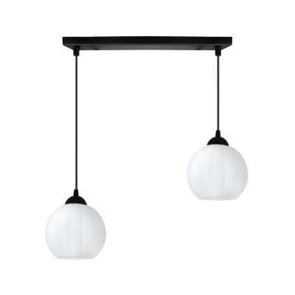 lampa wiszaca sufitowa zyrandol podwojny costa szklany biala kula czarna listwa e27